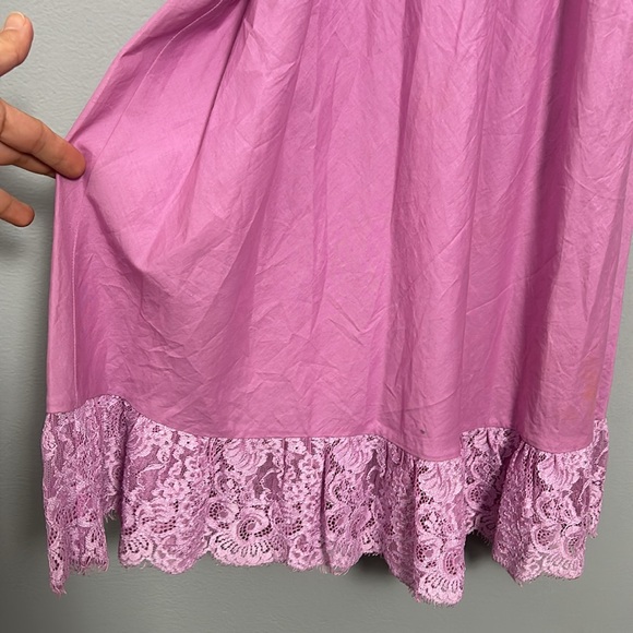 MaxAzria Collection Cotton Pink Lace Neck and Hem Maxi slip chemise size 6 - Picture 7 of 16
